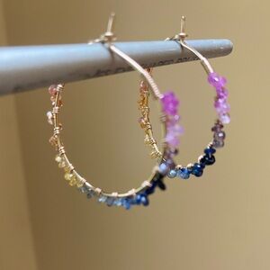 Rainbow Sapphire Hoop Earrings